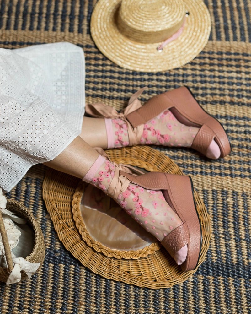 Cherry Blossom Sheer SocksPosh Boutique