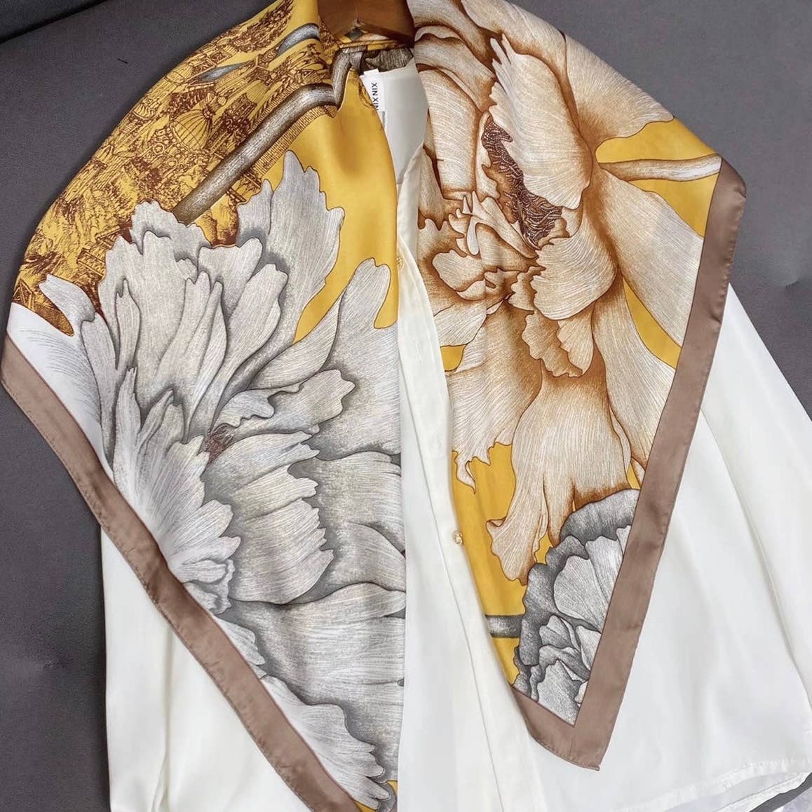 Golden Floral ScarfPosh Boutique