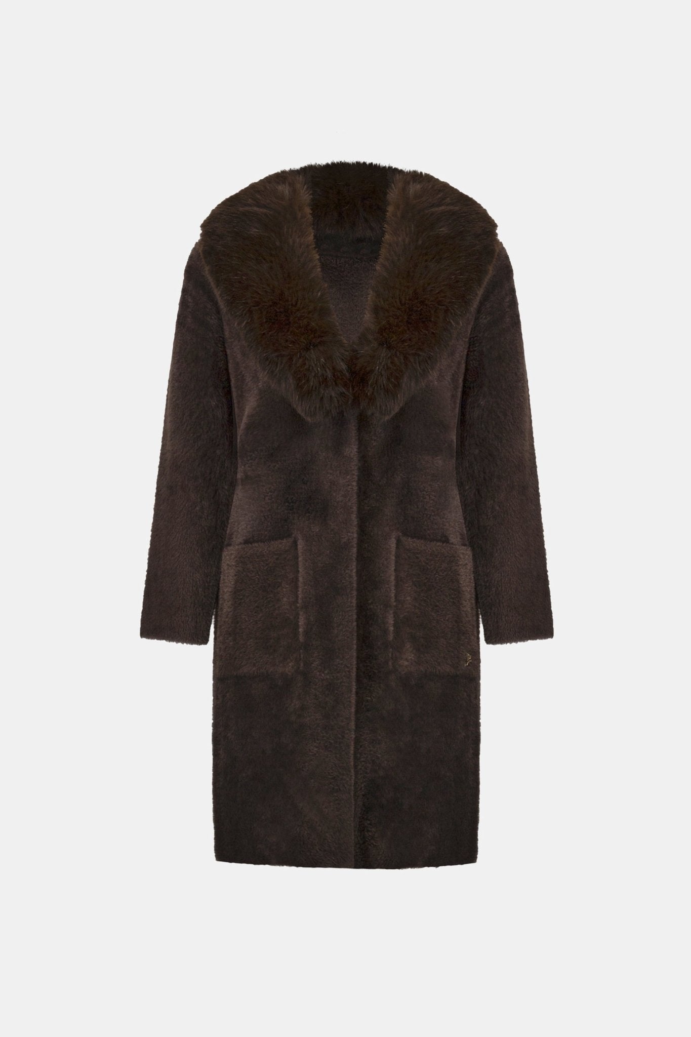Knit Coat With Detachable Fur CollarPosh Boutique