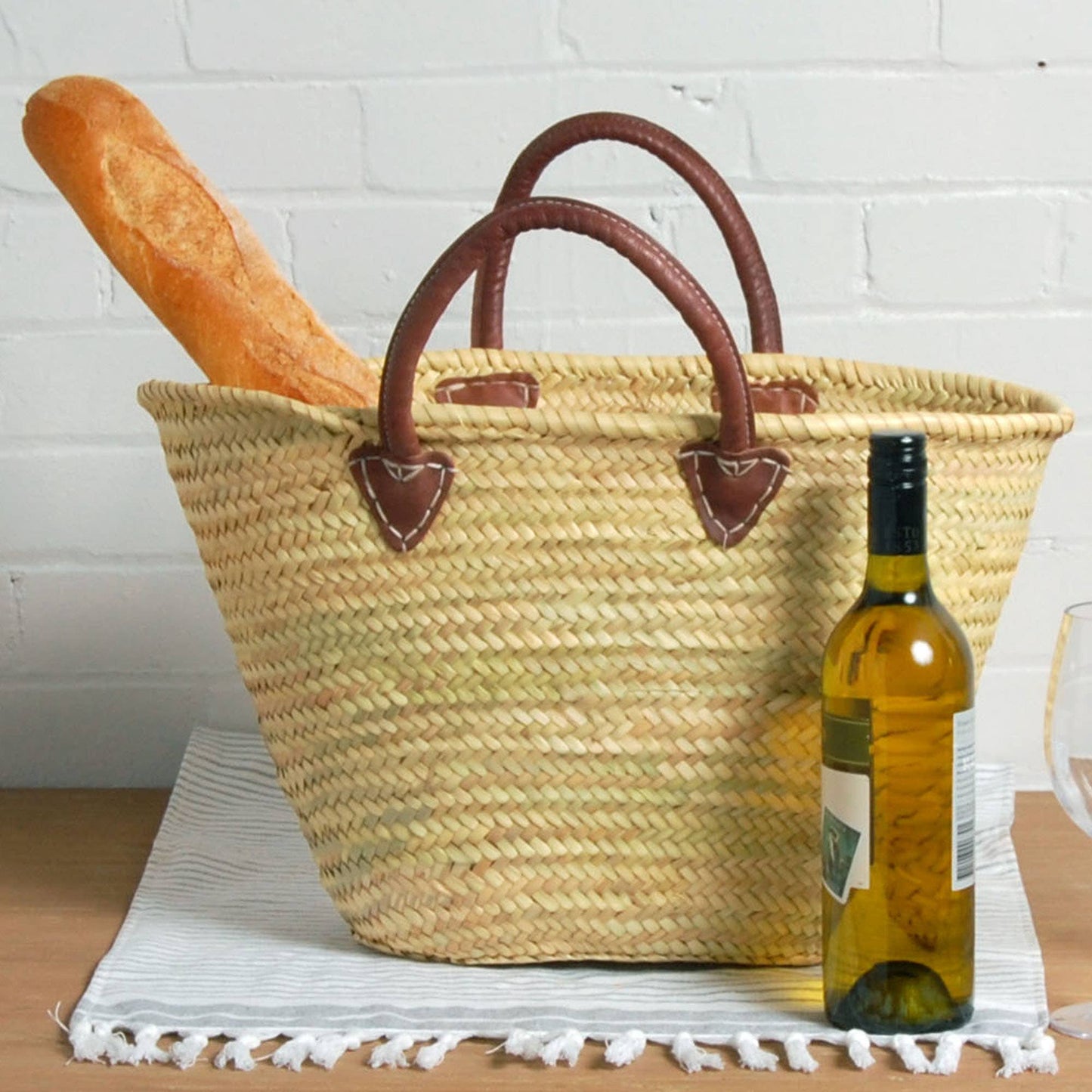 Leather Handle Market Bag 402Posh Boutique