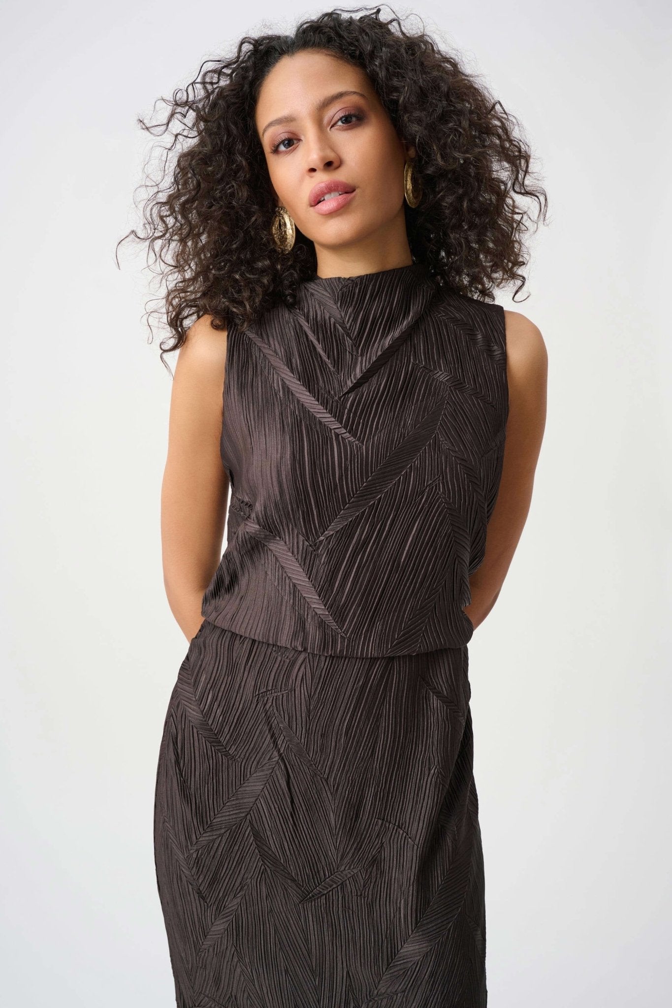 Pleated Satin Sleeveless DressDressesPosh Boutique