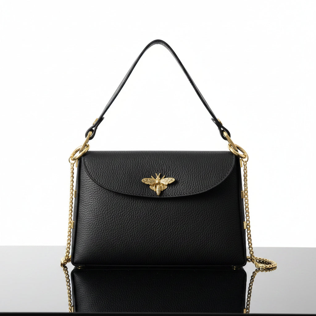 Structured Leather Bee BagHandbagsPosh Boutique