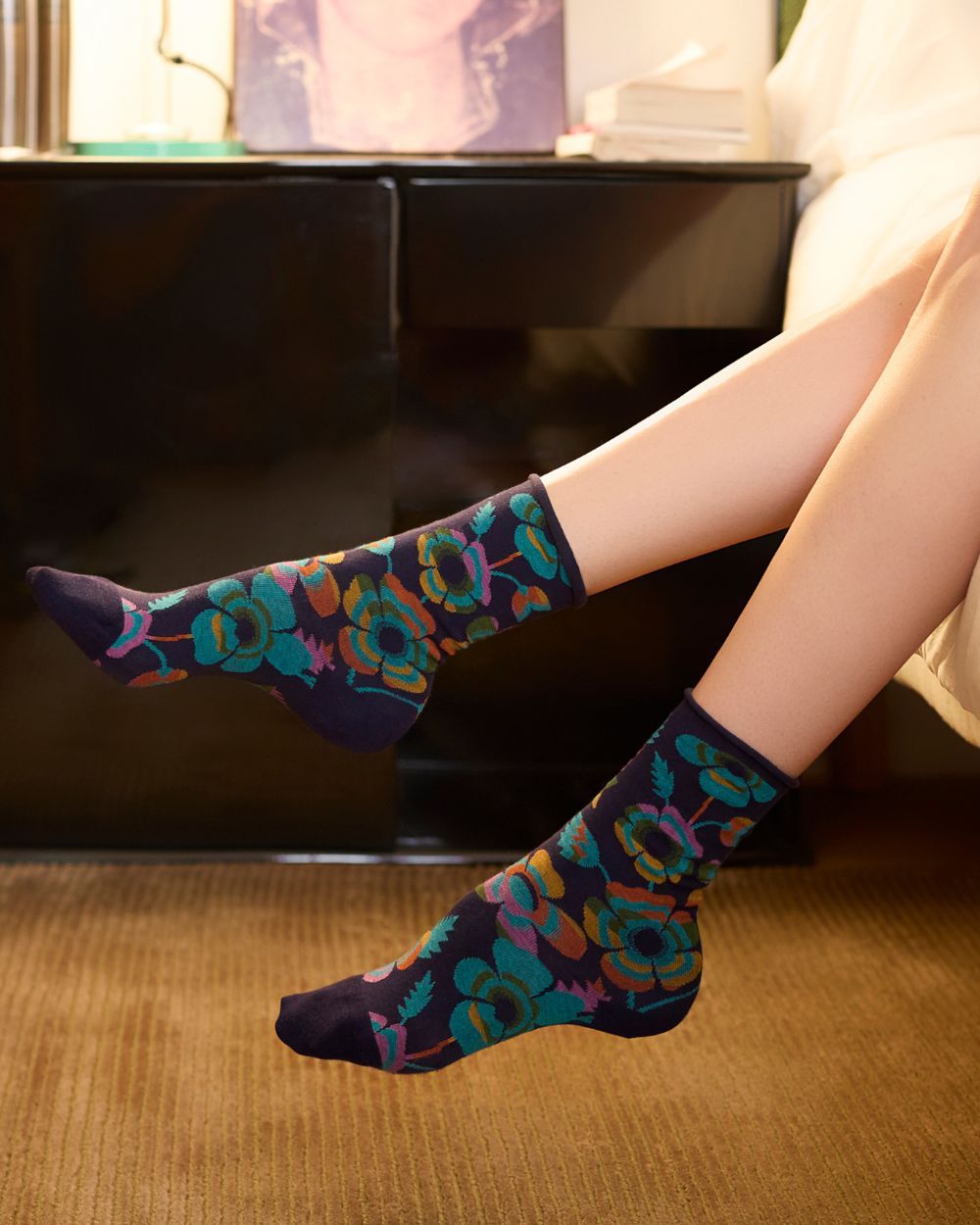 Velvety Floral SocksPosh Boutique