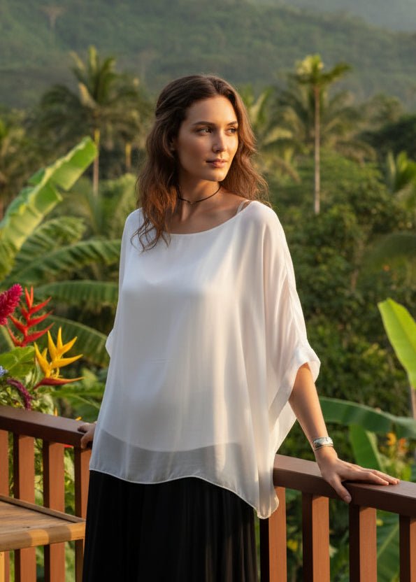 White Silk BlouseTopsPosh Boutique