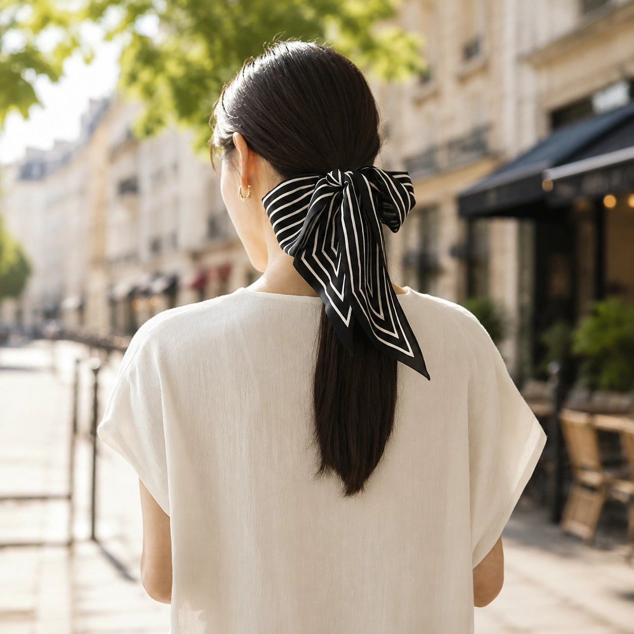 Striped Ribbon Scarf
