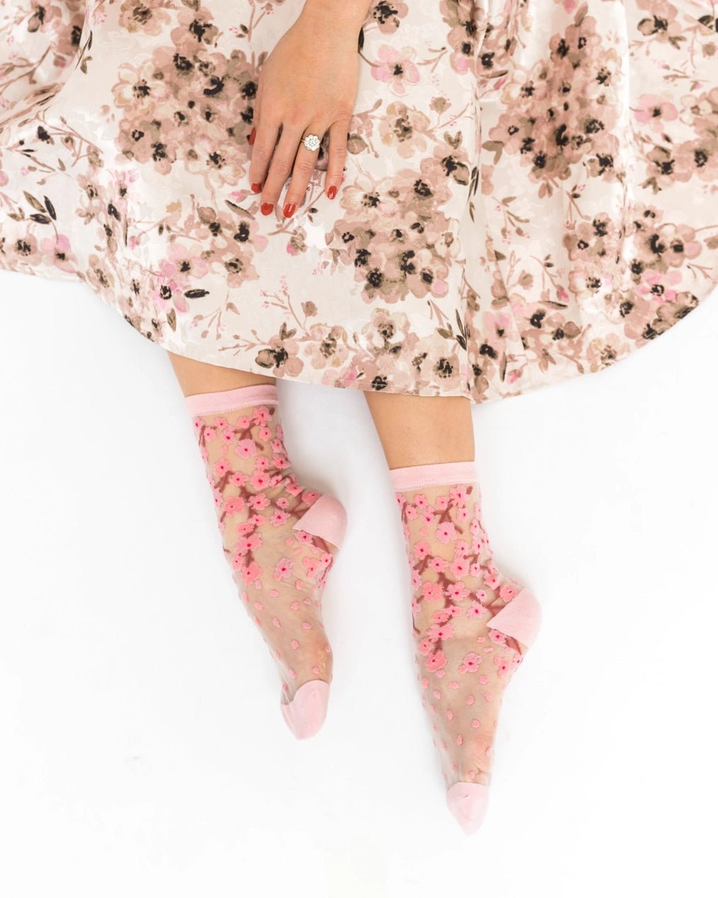 Cherry Blossom Sheer SocksPosh Boutique