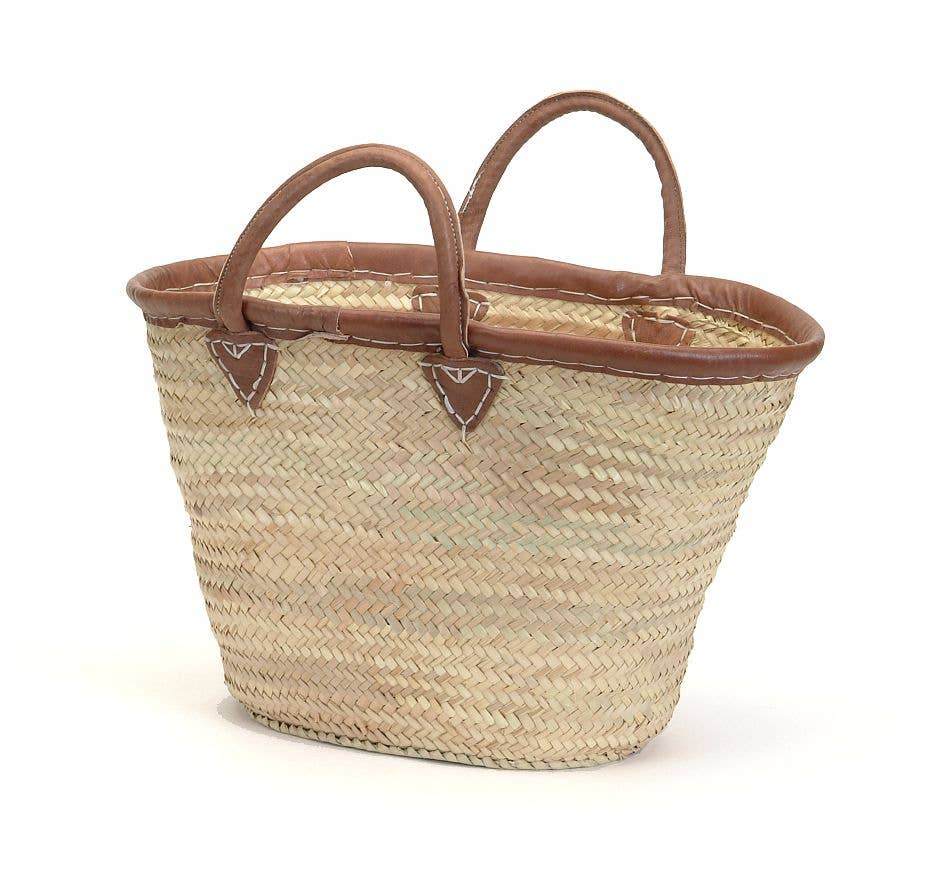 Classic Straw and Leather Market Bag 401Posh Boutique