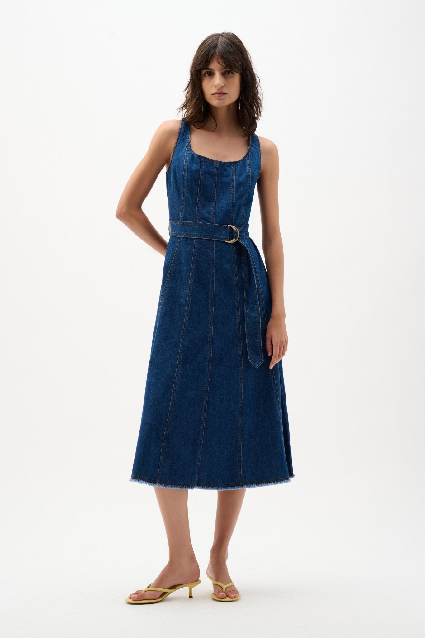 Denim Fit and Flare Midi DressDressesPosh Boutique
