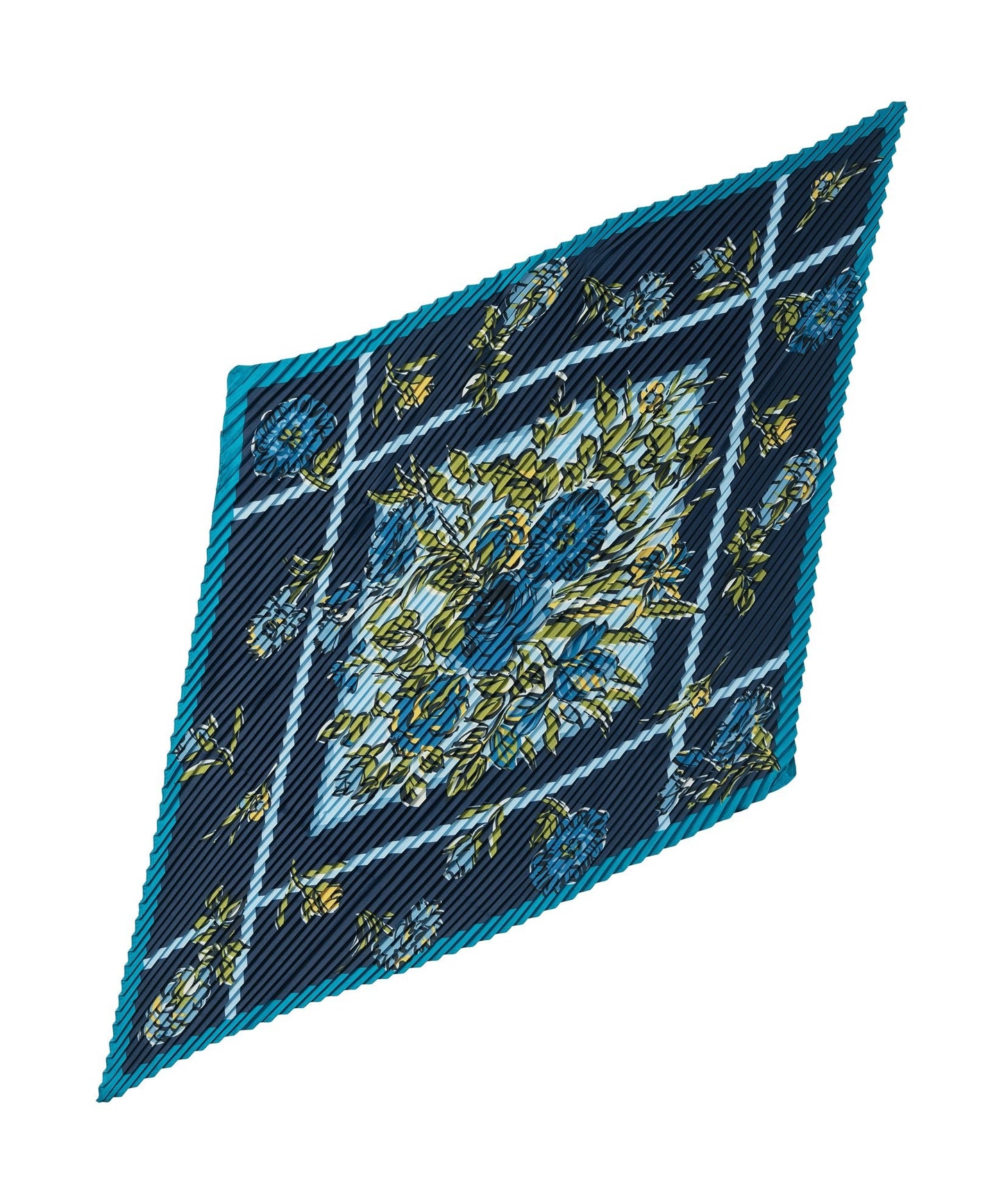 Floral Plaid Pleated Diamond ScarfPosh Boutique