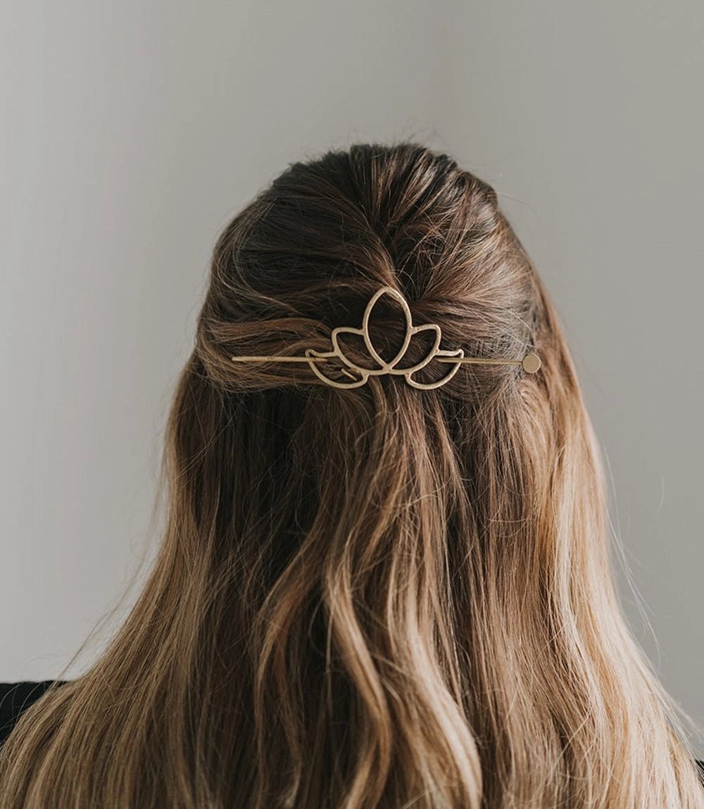 Gold Lotus Hair Slide with StickPosh Boutique