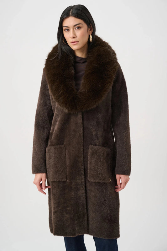 Knit Coat With Detachable Fur CollarPosh Boutique
