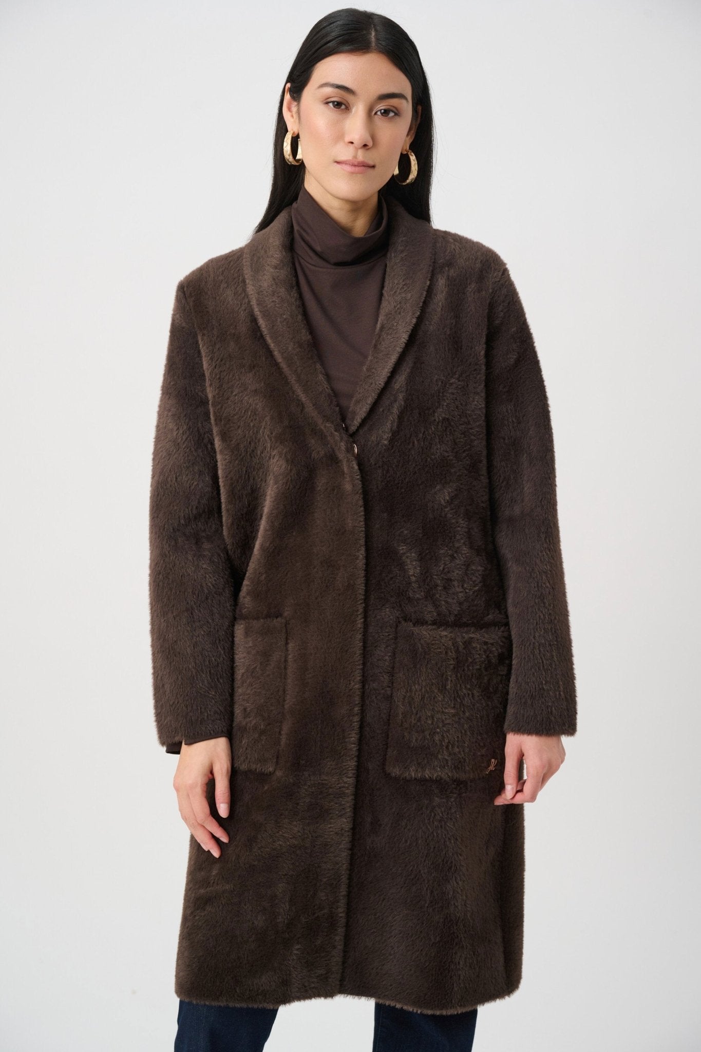 Knit Coat With Detachable Fur CollarPosh Boutique