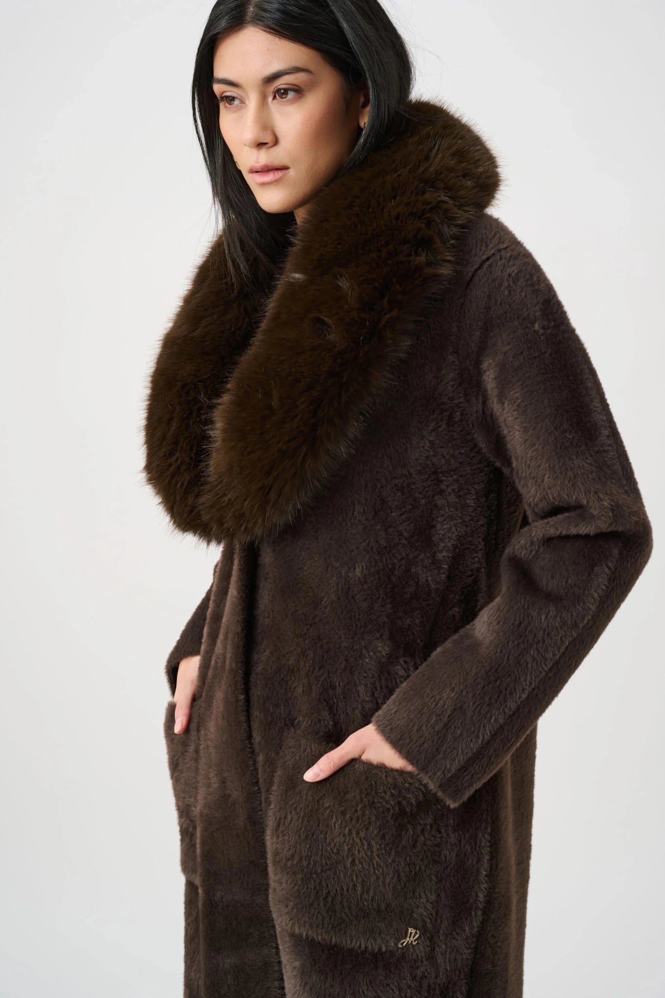 Knit Coat With Detachable Fur CollarPosh Boutique