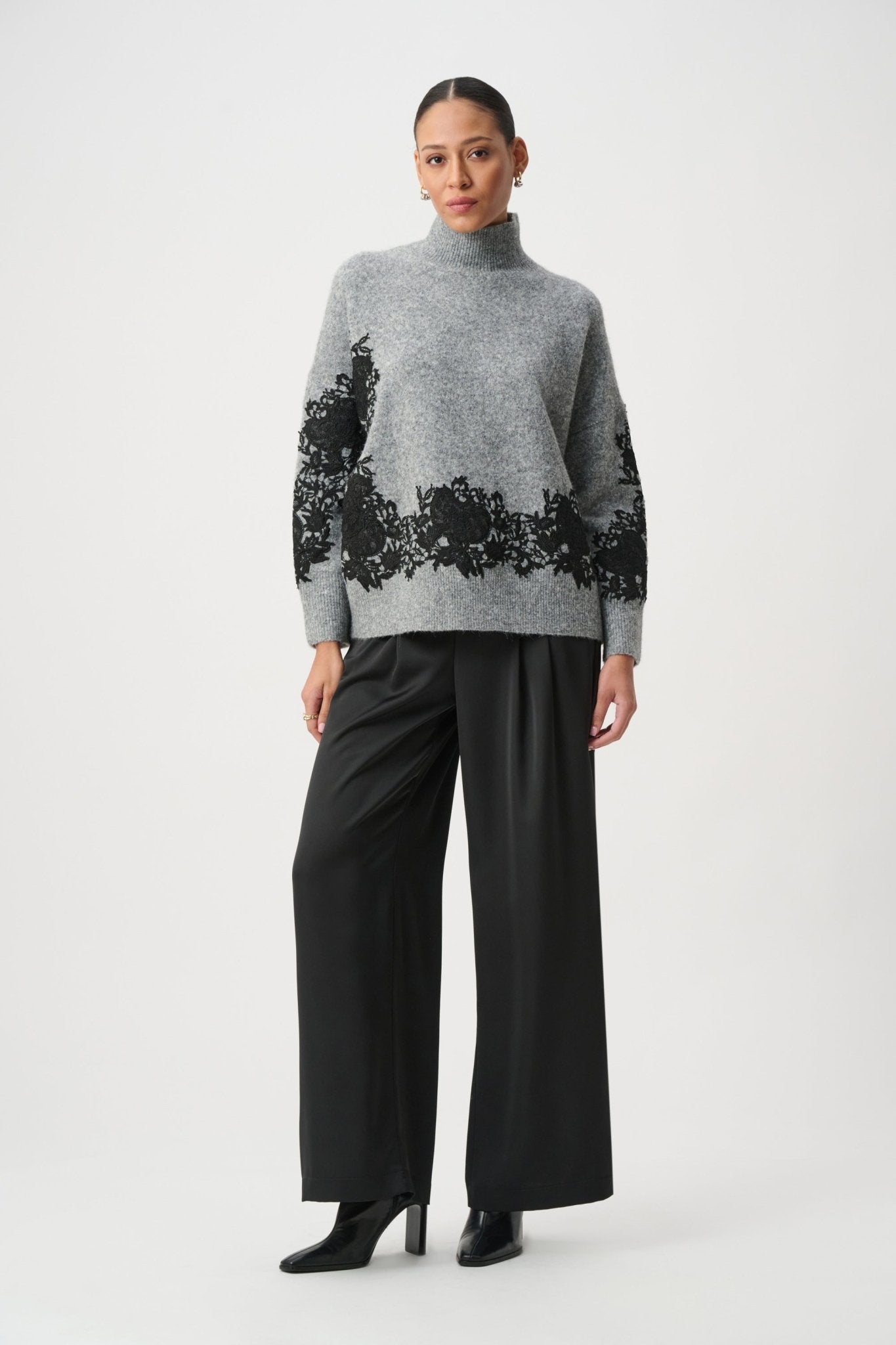Lace Applique Mock Neck SweaterSweatersPosh Boutique