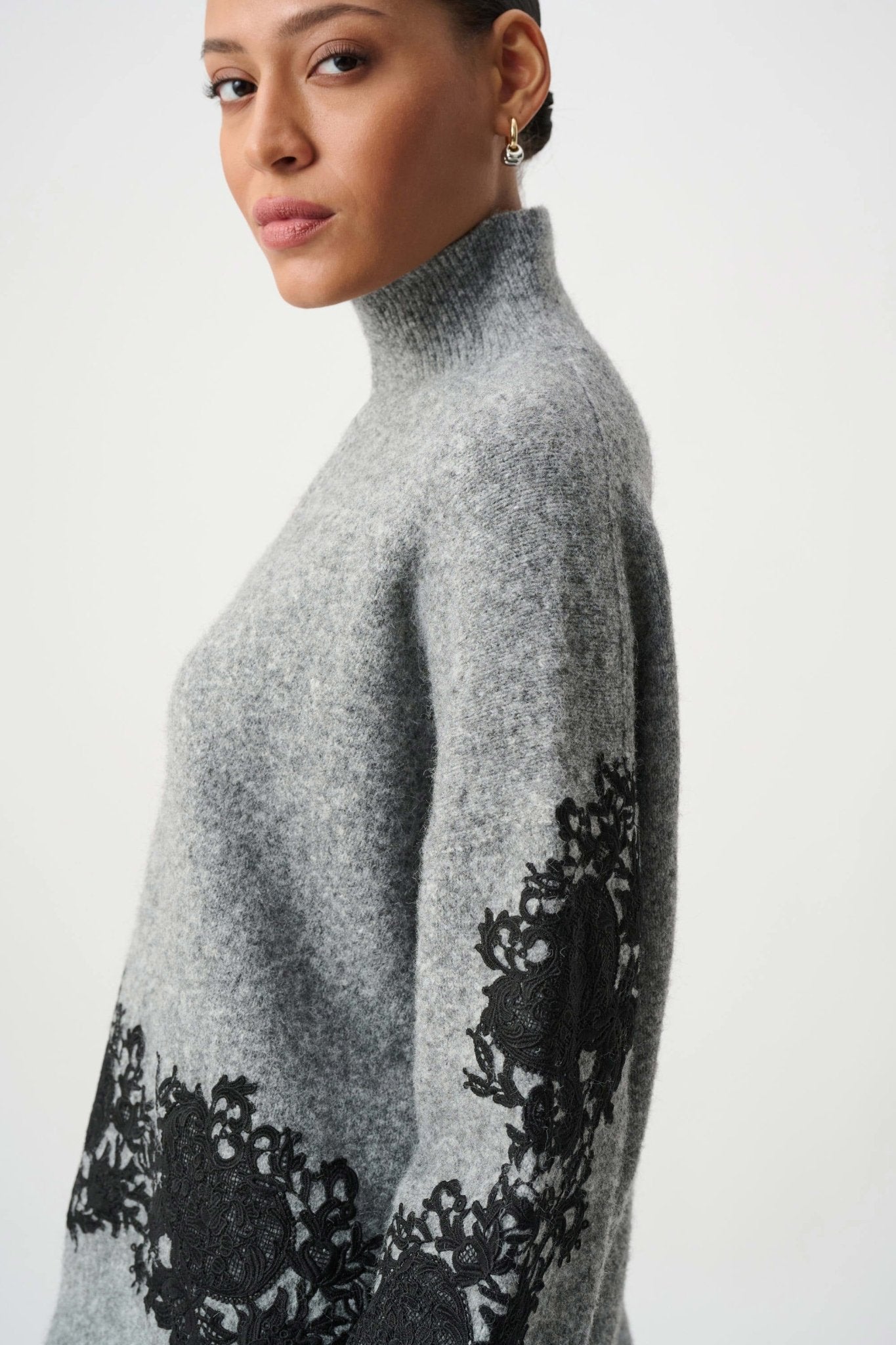 Lace Applique Mock Neck SweaterSweatersPosh Boutique