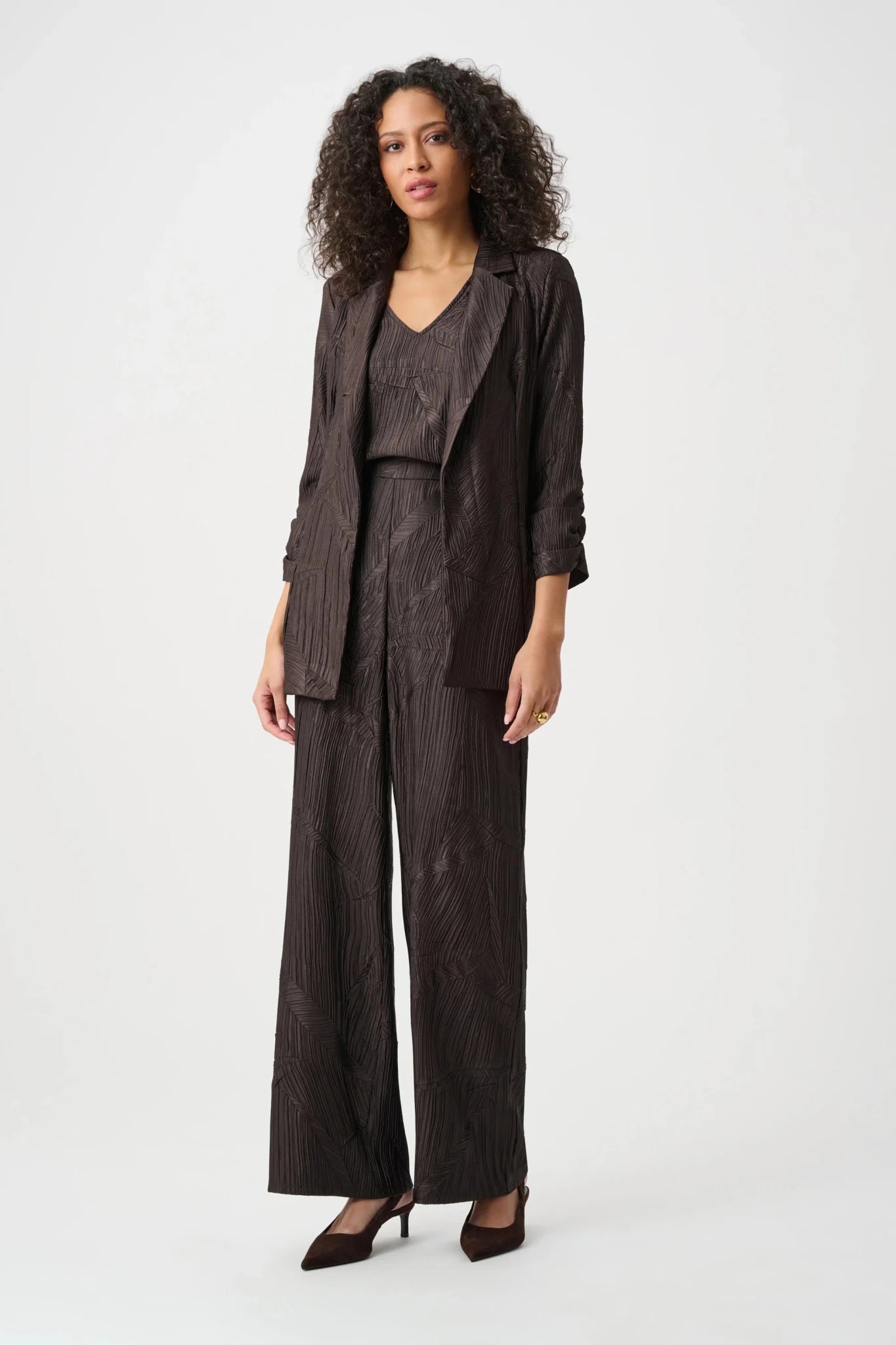 Pleated Satin Open BlazerJacketsPosh Boutique