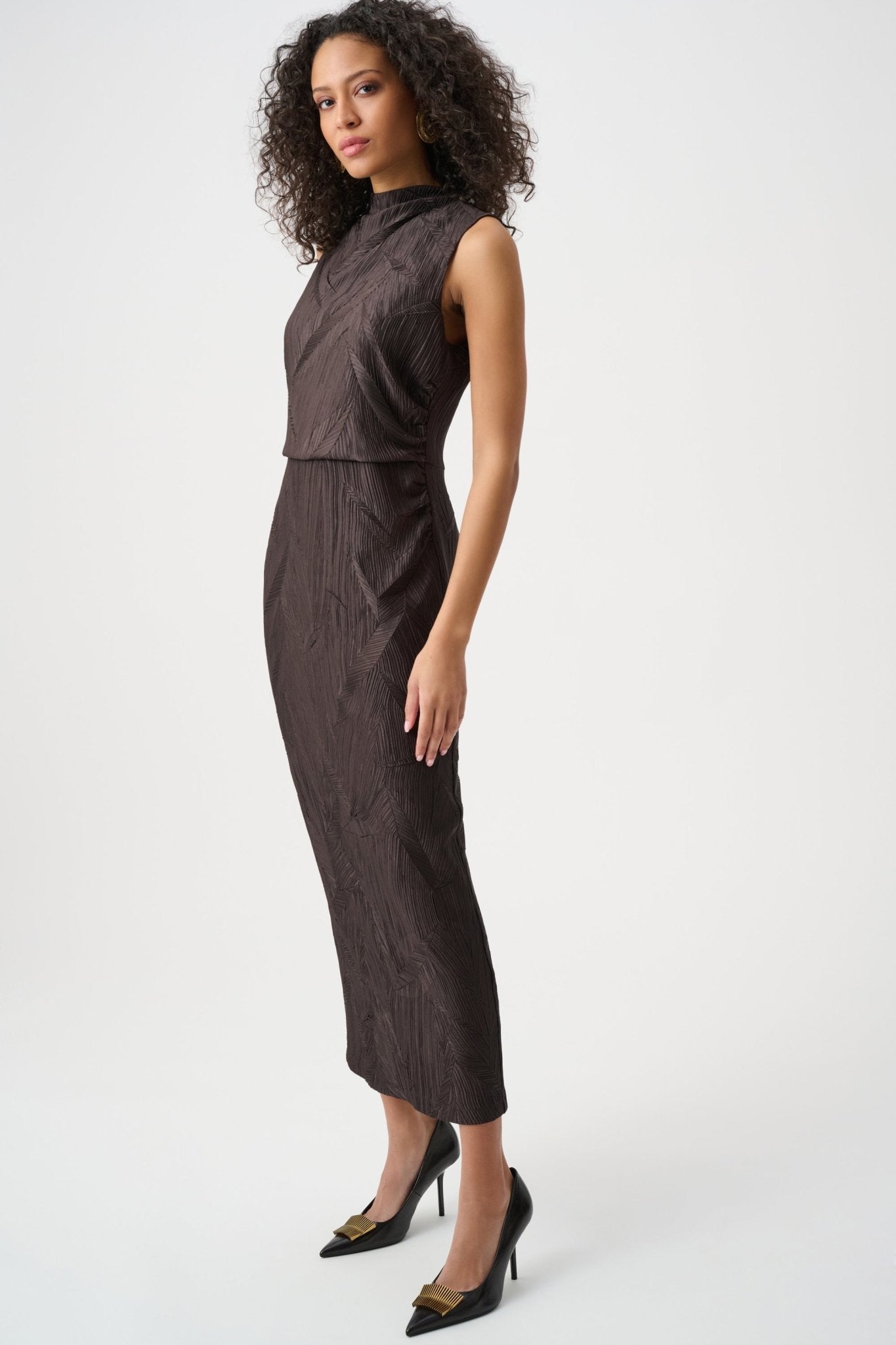 Pleated Satin Sleeveless DressDressesPosh Boutique