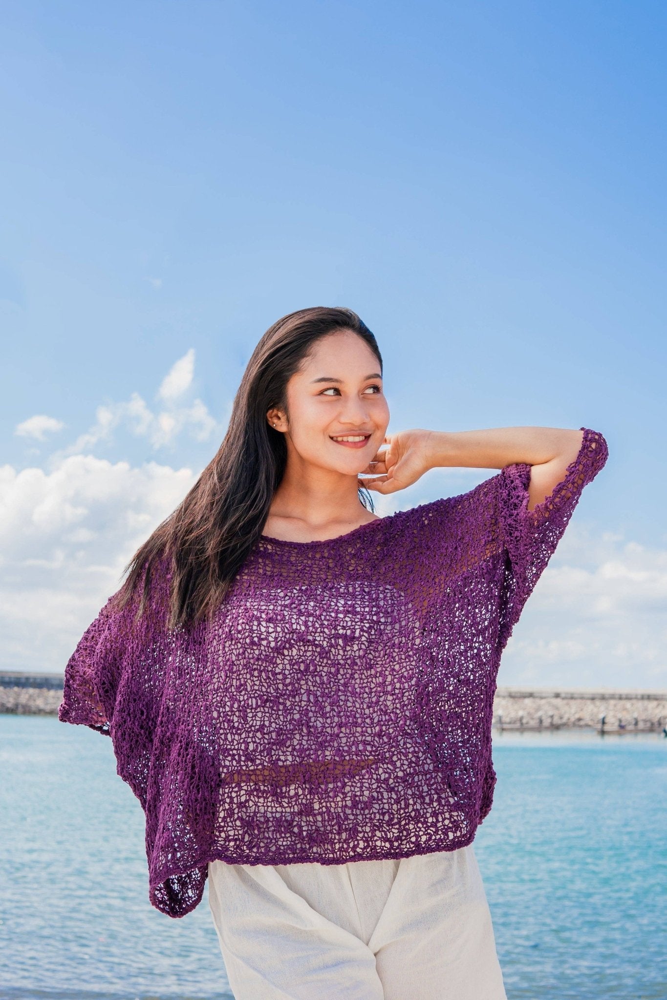 Popcorn Knit Purple TopTopsPosh Boutique