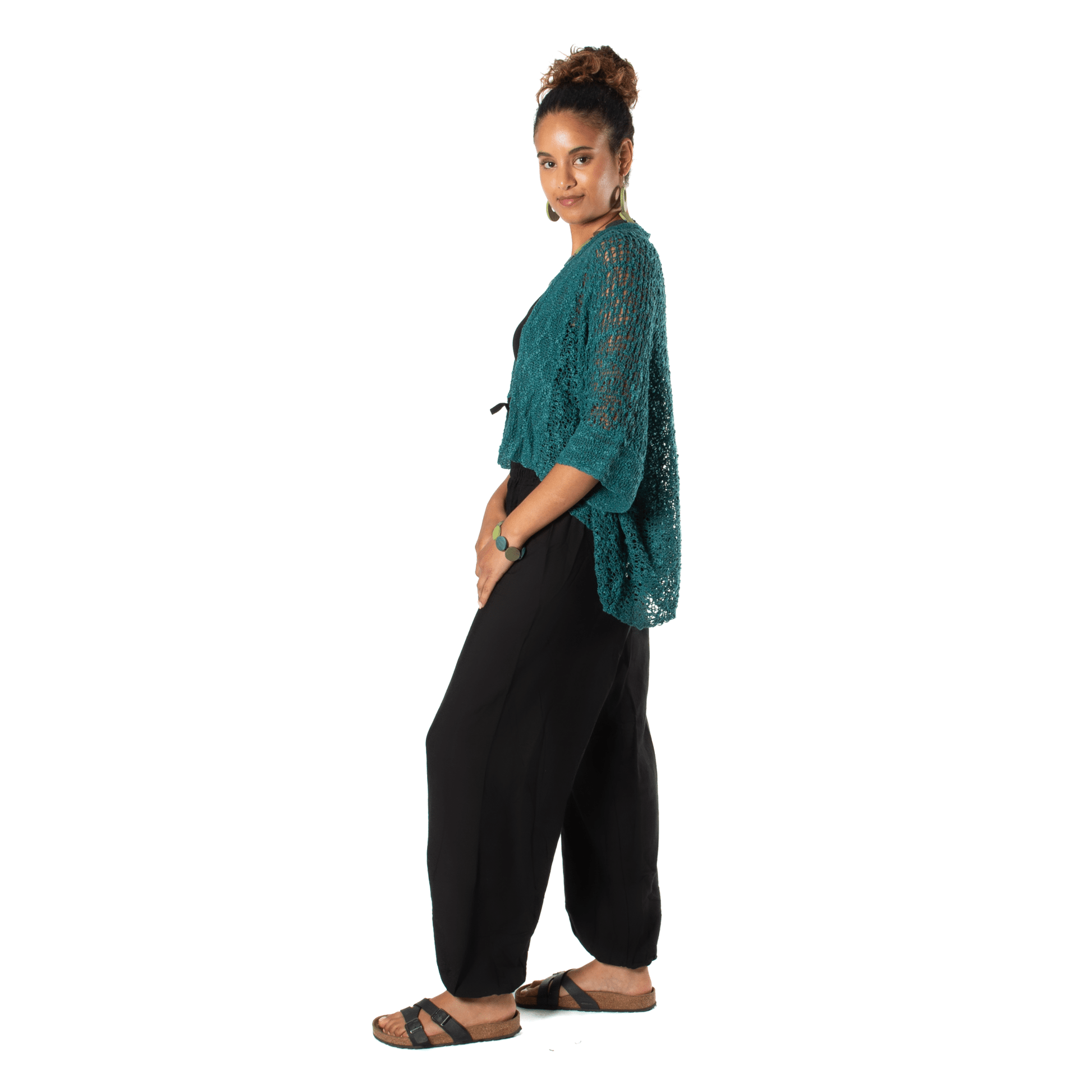 Popcorn Knit Short Sleeve Jade CardiganSweatersPosh Boutique