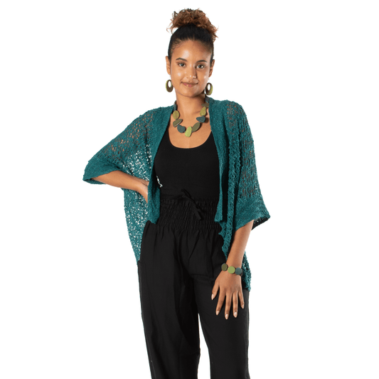 Popcorn Knit Short Sleeve Jade CardiganSweatersPosh Boutique