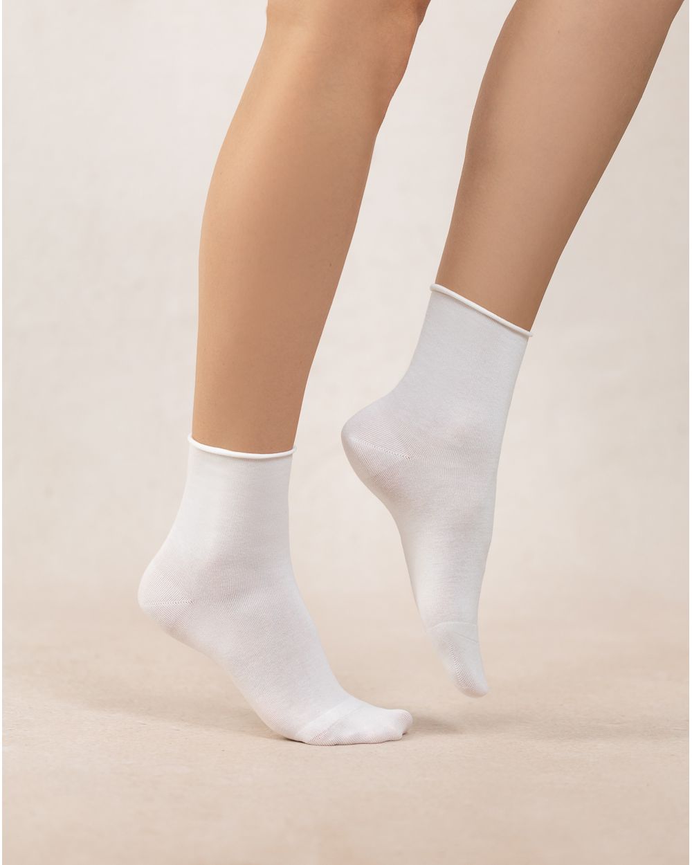 Velvety Cotton Roll Top Socks