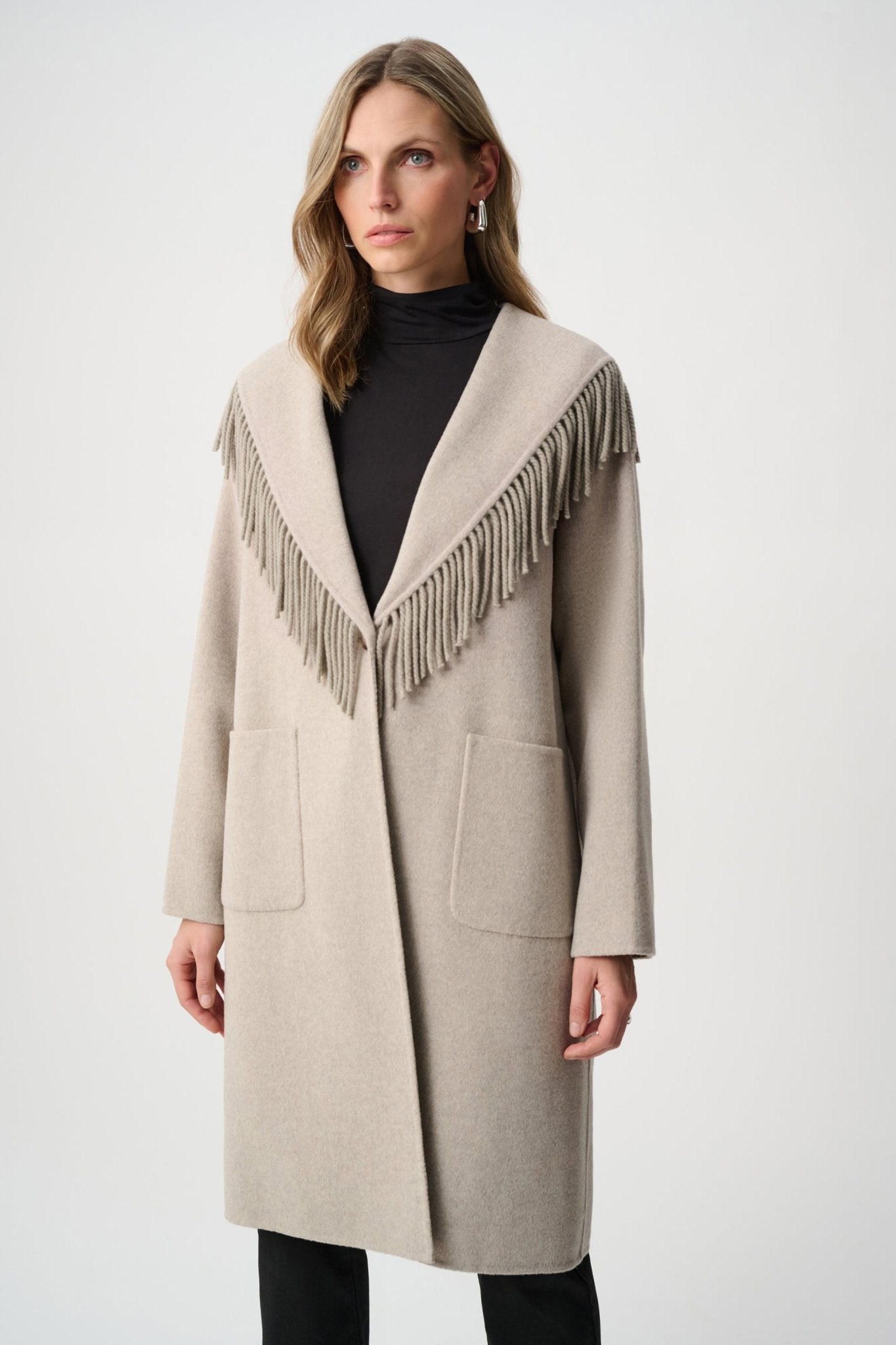 Shawl Collar Fringed CoatPosh Boutique