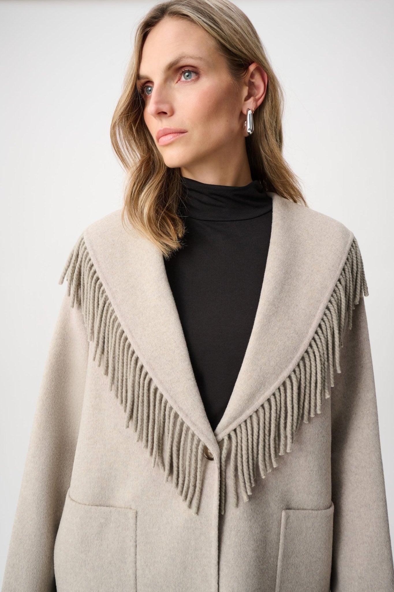 Shawl Collar Fringed CoatPosh Boutique