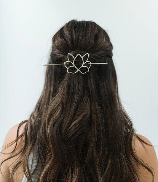 Silver Lotus Hair Slide with StickPosh Boutique