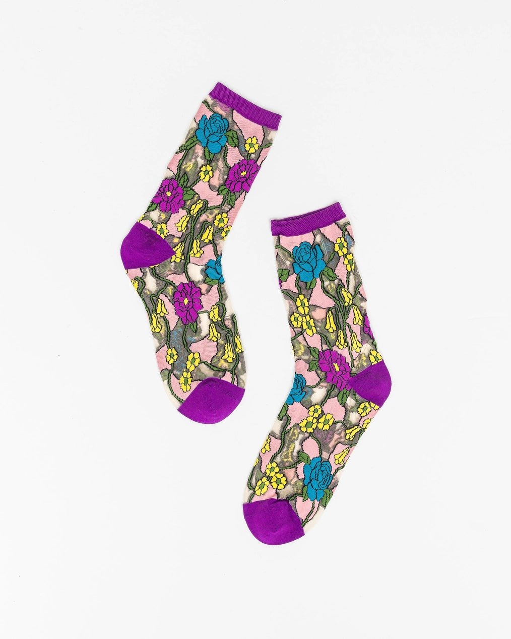 Stain Glass Floral Sheer SocksPosh Boutique