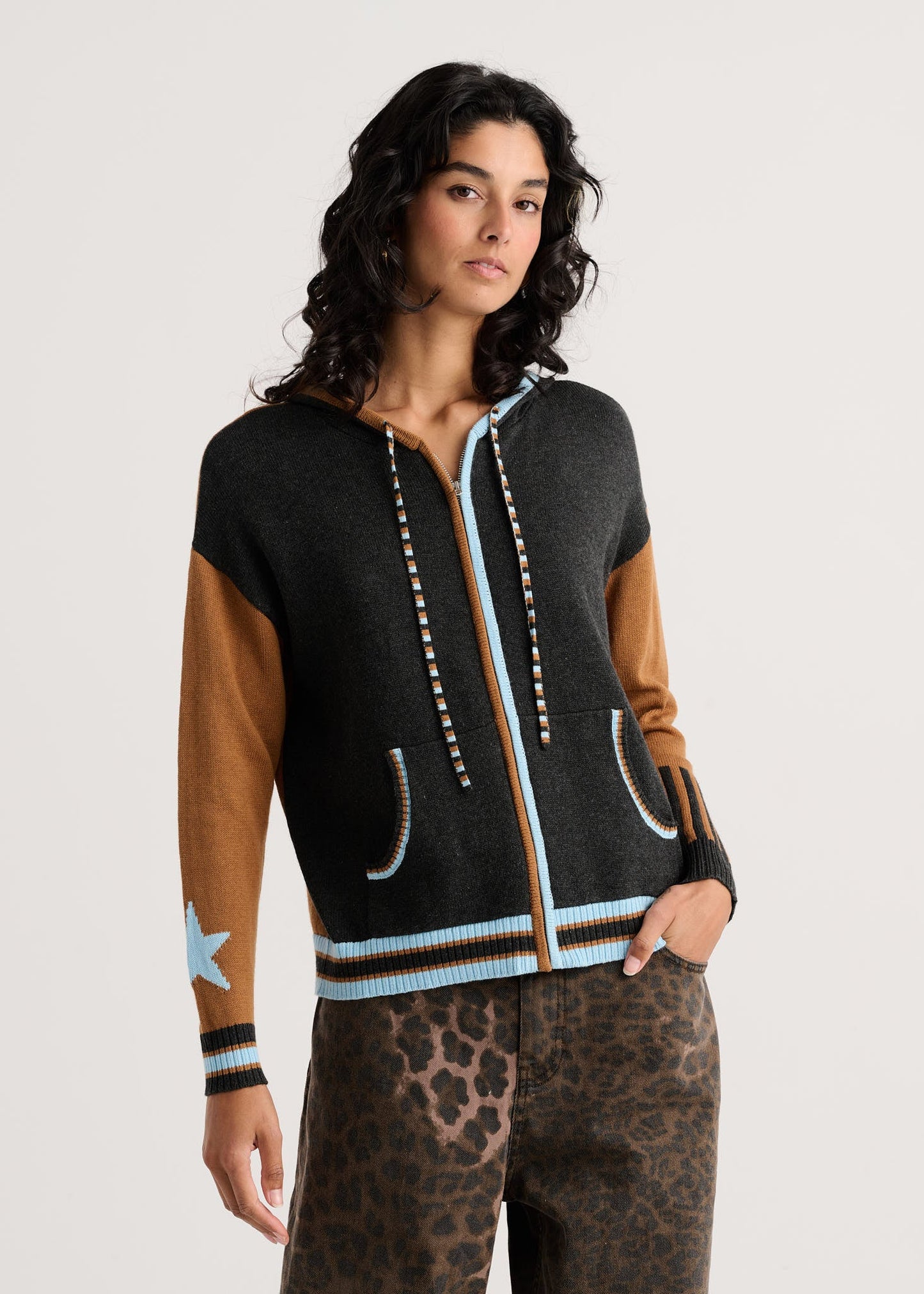 Stars Zip-Up HoodieSweatersPosh Boutique