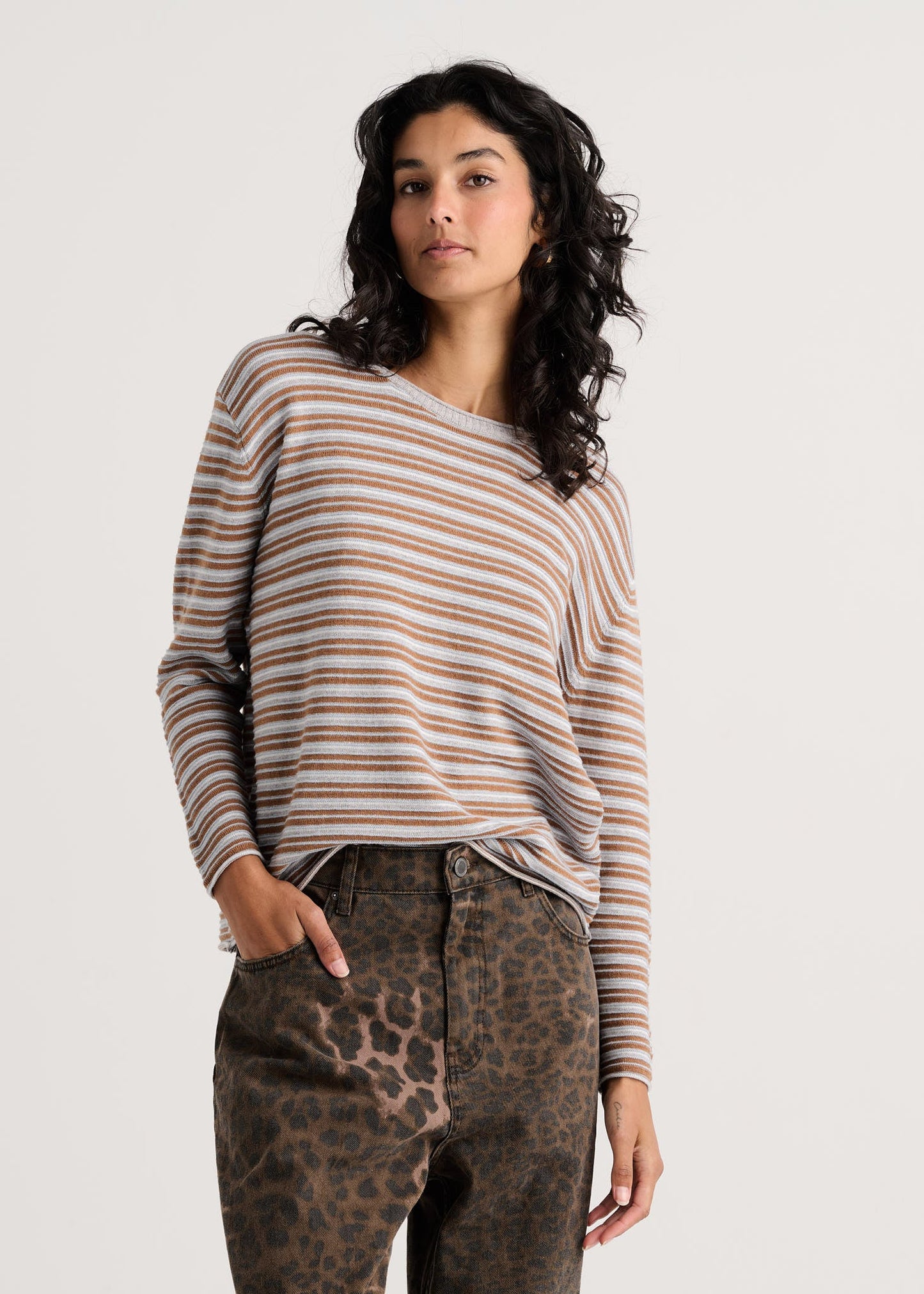 Textured Stripe Crew SweaterSweatersPosh Boutique