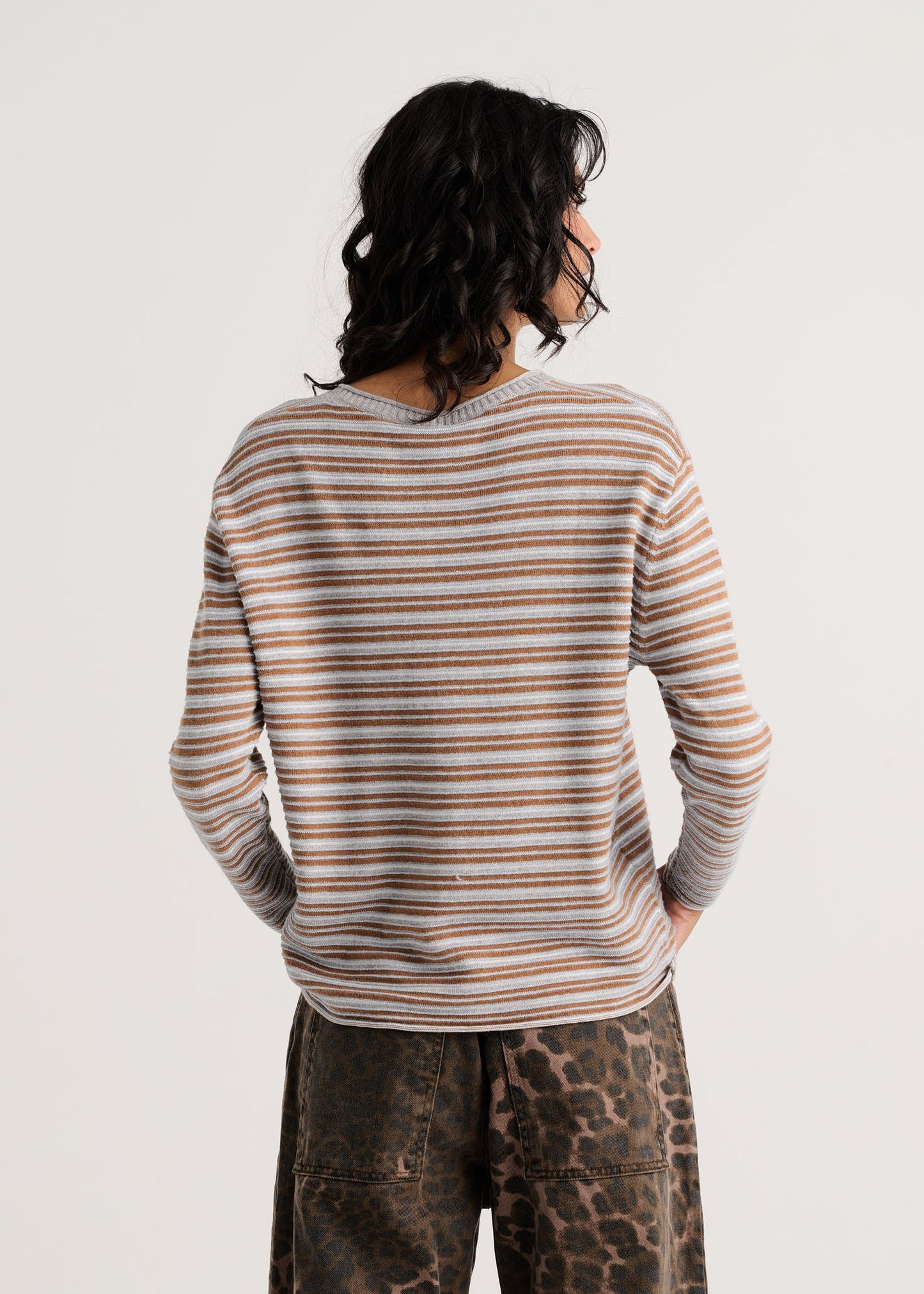 Textured Stripe Crew SweaterSweatersPosh Boutique