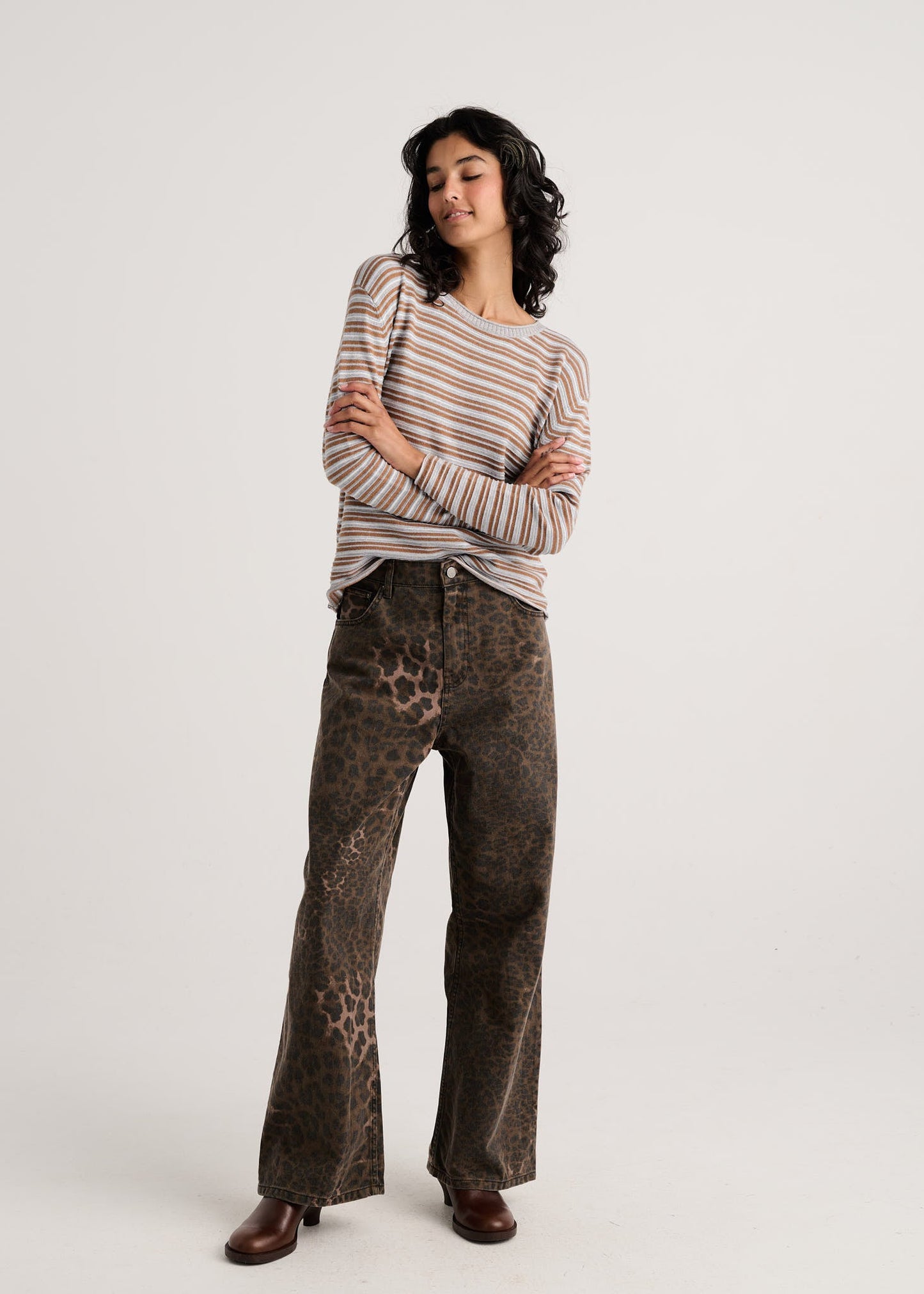Textured Stripe Crew SweaterSweatersPosh Boutique