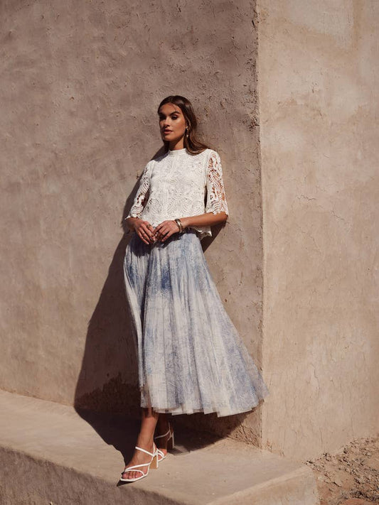 Toile Blue Tulle SkirtSkirtsPosh Boutique