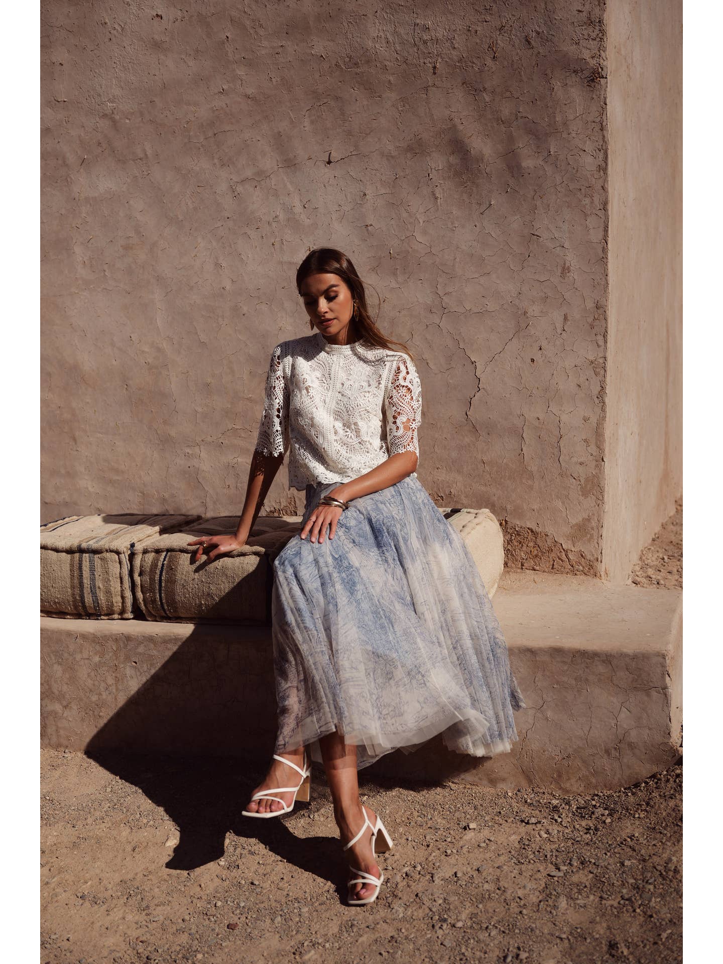Toile Blue Tulle SkirtSkirtsPosh Boutique