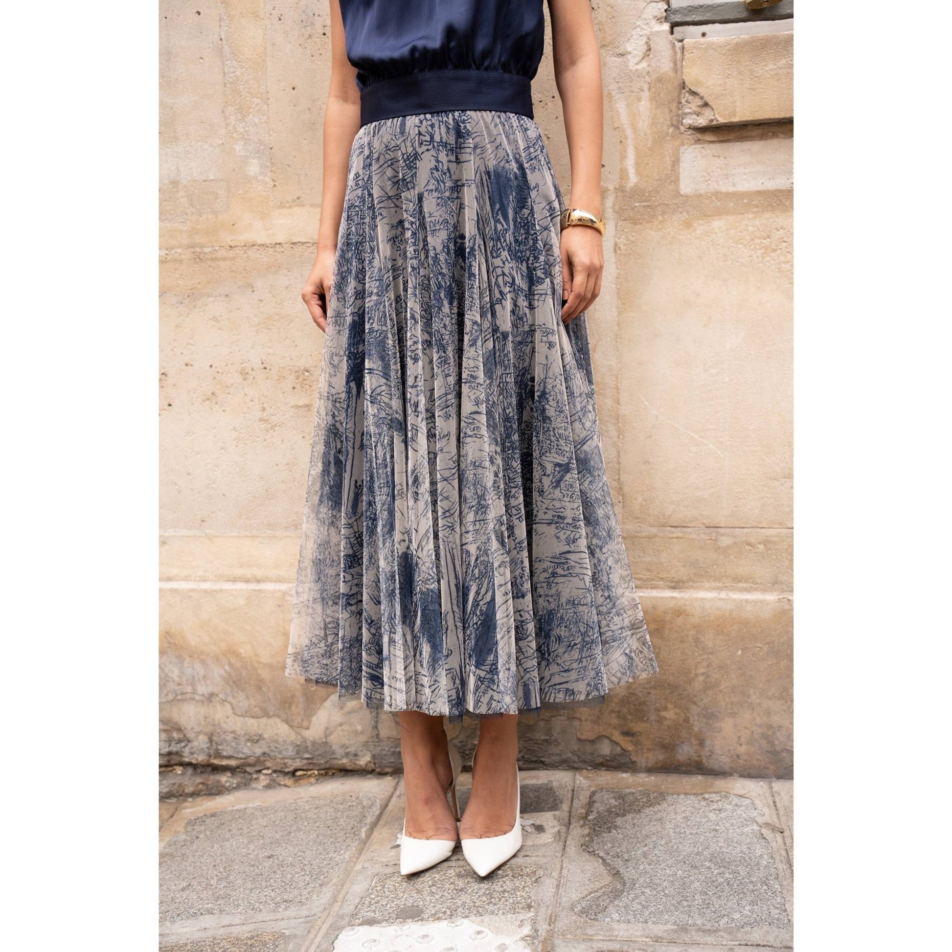 Toile Navy Tulle SkirtSkirtsPosh Boutique