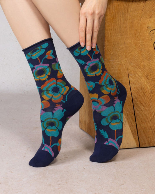 Velvety Floral SocksPosh Boutique